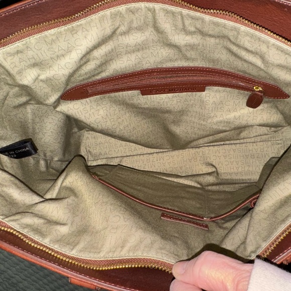 ISSAC MIZRAHI Live! Bridgehampton Printed Canvas Leather Tote Purse Bag Red NWOT - Picture 13 of 16